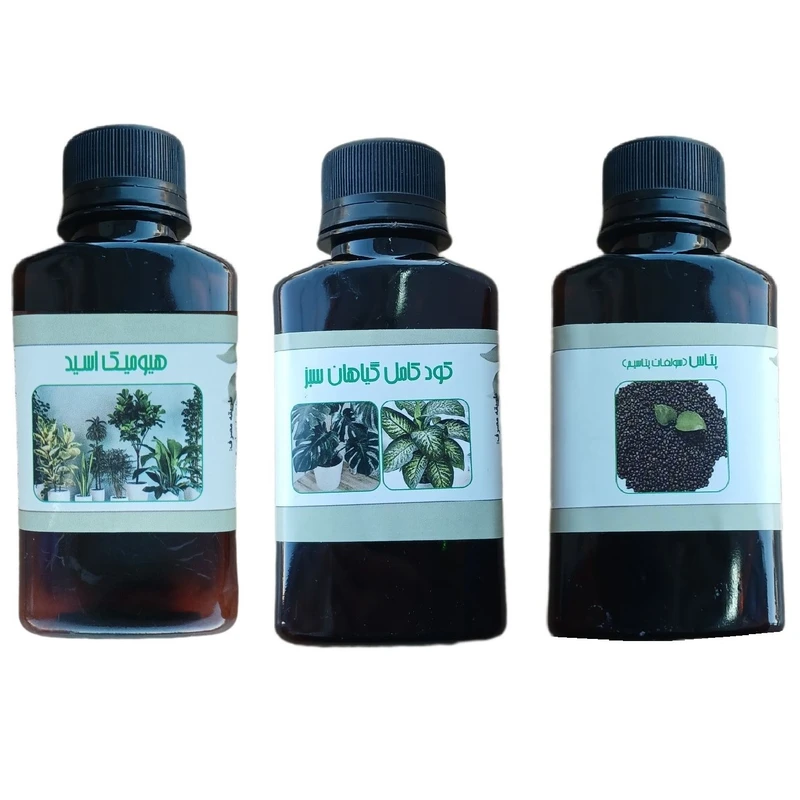 کود مایع هیومیک اسید و کود پتاس و کود کامل گیاهان سبز مدل life drop حجم 110 میلی لیتر بسته 3 عددی