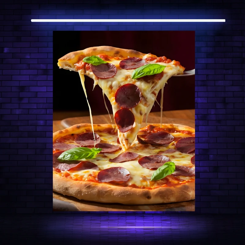 تابلو بوم مخمل بلک لایت طرح پیتزا مدل دیپ کد BK23266