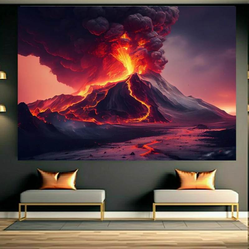 تابلو بوم طرح مخمل کوه آتشفشان کد BK23291