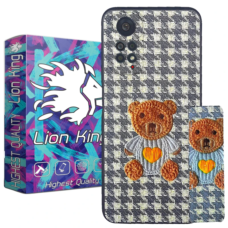 کاور لاین کینگ مدل طرح پارچه ای 3D مناسب برای گوشی موبایل شیائومی Redmi Note 11 Pro / Note 11 Pro به همراه پایه نگهدارنده