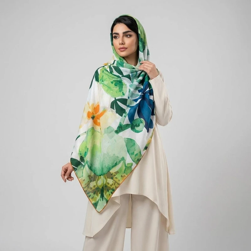 روسری زنانه مدل نخی قواره بزرگ چهارفصل کد 1620