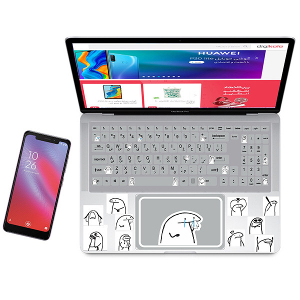 استیکر لپ تاپ راتیانا مدل florak 02  مناسب برای لپ تاپ 15 تا 17 اینچ به همراه برچسب حروف فارسی کیبورد