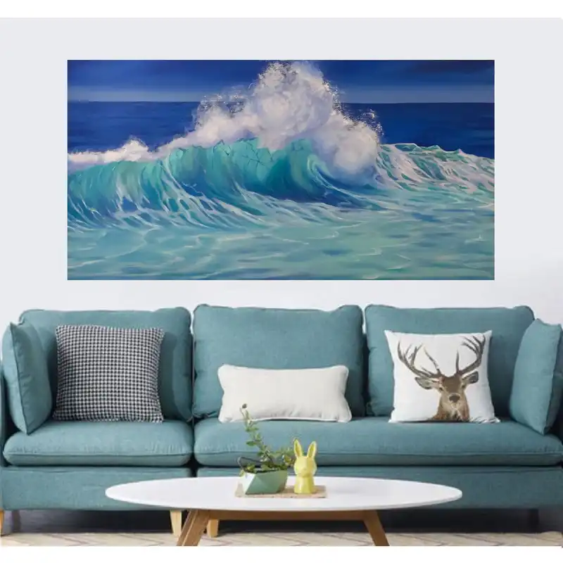 تابلو نقاشی رنگ روغن طرح موج دریا کدC82