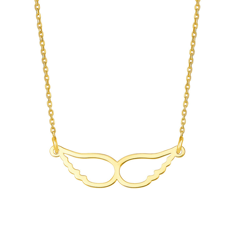 گردنبند طلا 18 عیار زنانه با طرح حلقهای (فلامینگو) گالری قو طلایی مدل بال فرشته تو خالی دوبل