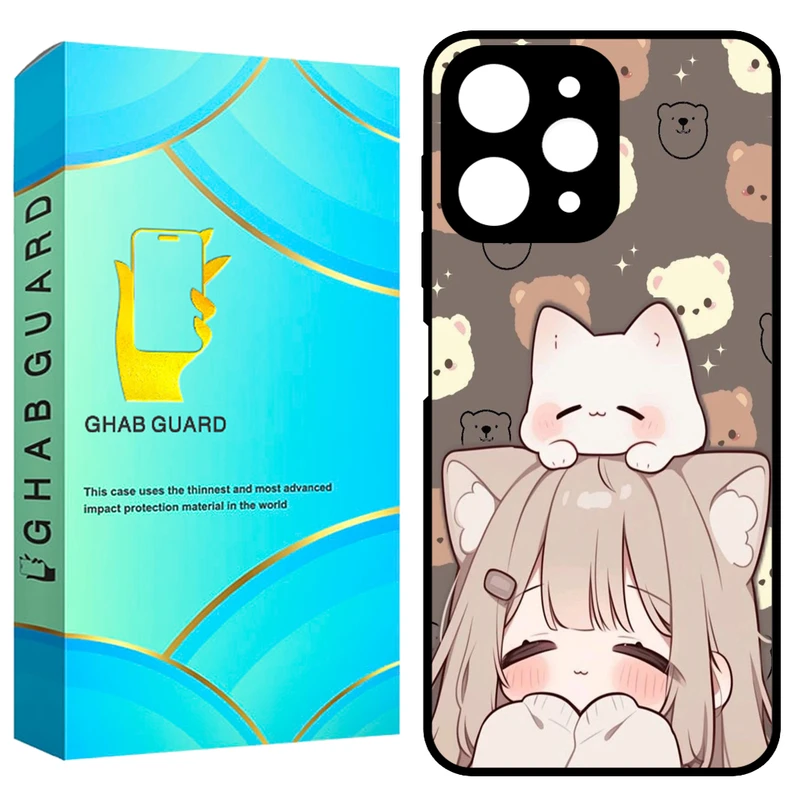کاور قاب گارد طرح دختر و گربه مدل GCHPR12 مناسب برای گوشی موبایل شیائومی Redmi 12 4G / Redmi 12 5G / Poco M6 Pro 5G