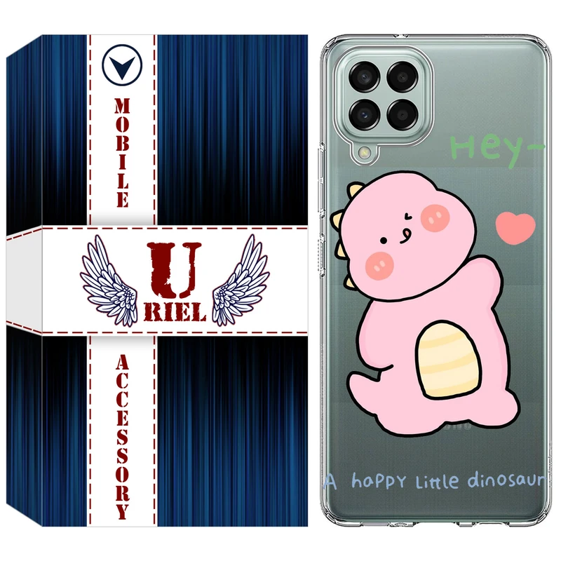 کاور یوریل قاب مدل Clear کد 26 طرح دایناسور صورتی مناسب برای گوشی موبایل سامسونگ Galaxy M33