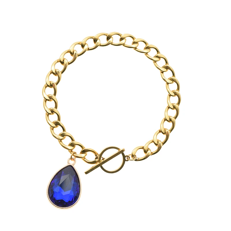 دستبند زنانه دلنار گالری مدل قفل تی و کریستال عثمانی