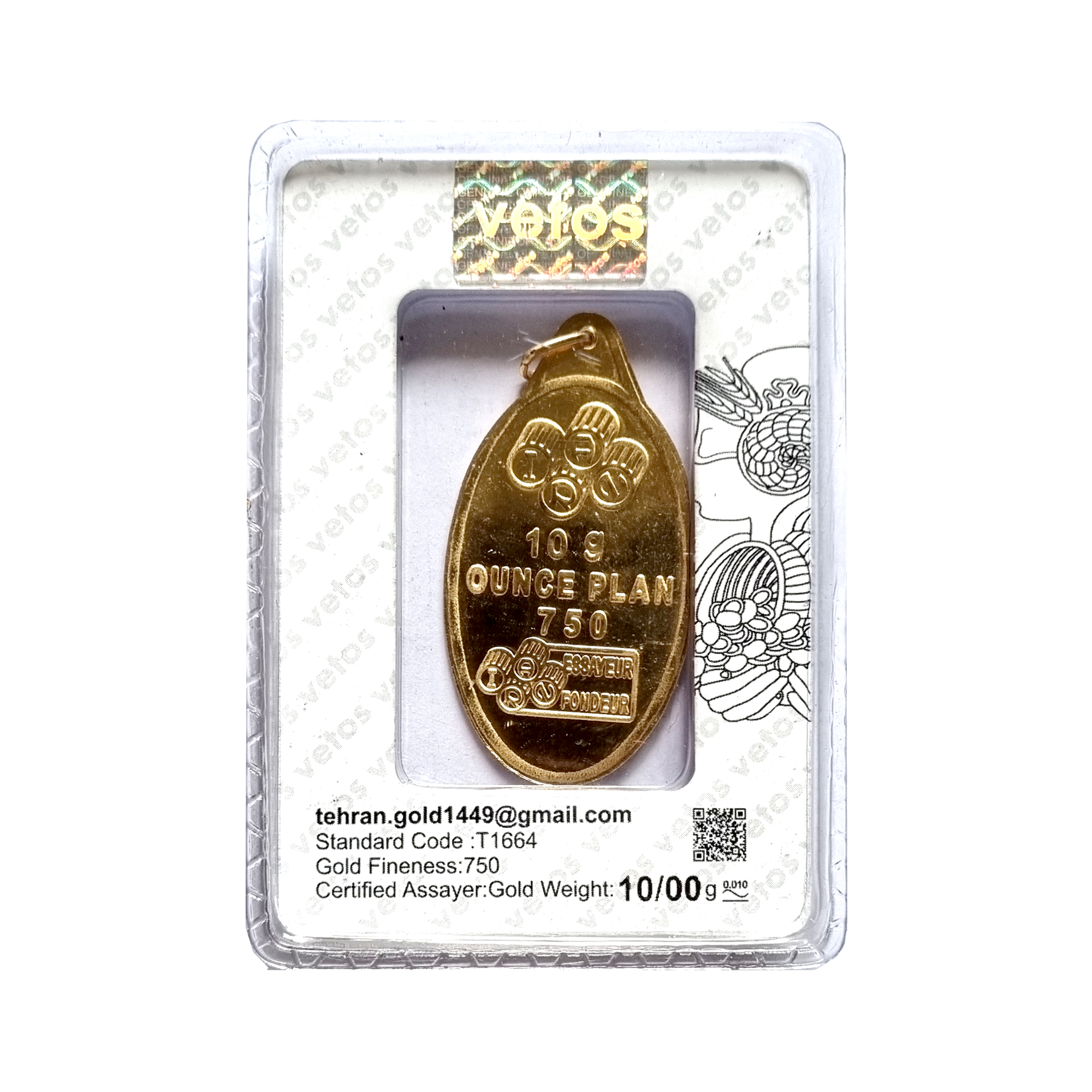 شمش طلا 18 عیار سین سان مدل اونس وتوس SN100 مجموعه 10 عددی -  - 3