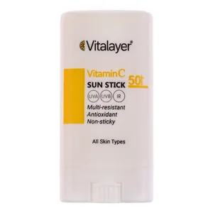 کرم ضد آفتاب بی‌رنگ صورت و بدن ویتالیر SPF 50 مدل Vitamin C ‌محافظ در برابر UVA و UVB مناسب برای انواع پوست حجم 20 میلی‌ لیتر