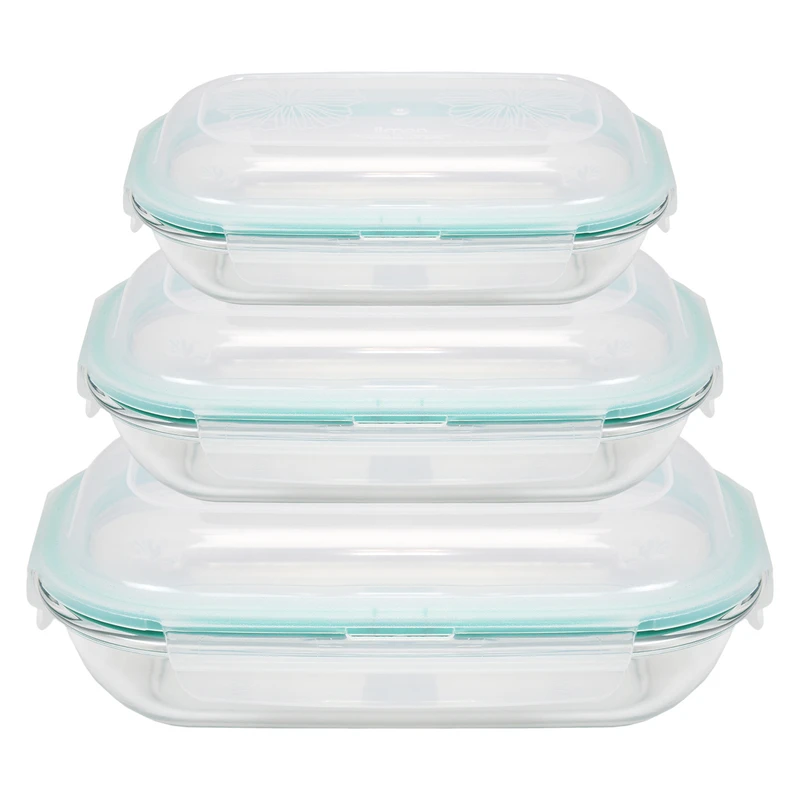  ظرف نگهدارنده لیمون مدل GLASS CONTAINER مجموعه 3 عددی