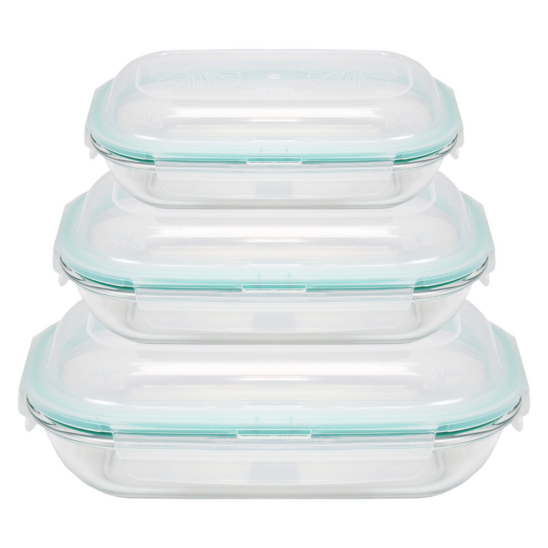  ظرف نگهدارنده لیمون مدل GLASS CONTAINER مجموعه 3 عددی