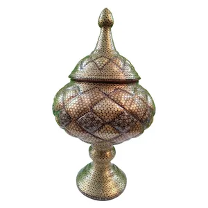  شکلات خوری خاتم کاری مدل گرد پایه دار کد 002