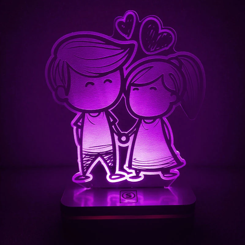 چراغ خواب طرح عاشقانه باهم مدل هفت رنگ کد SUN114