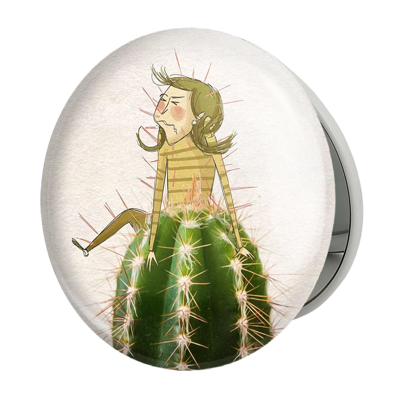 آینه جیبی خندالو طرح کاکتوس مدل تاشو کد 5430 