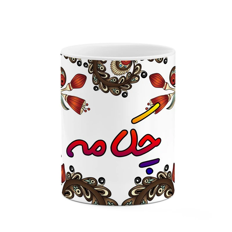 ماگ کاکتی مدل اسم چکامه طرح سنتی گل و بته کد mgh44730