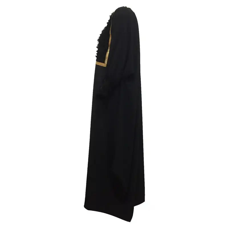 مانتو زنانه مدل عبایی نوارطلایی کد tm-2725 رنگ مشکی