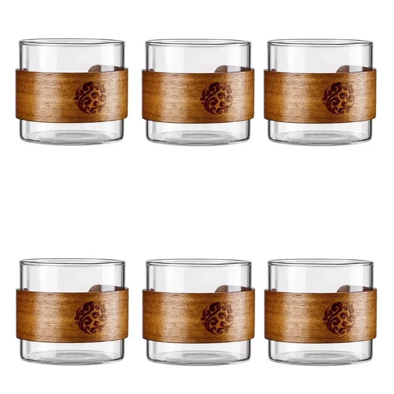 لیوان مدل ژاپنی دور چوبی کد 1369n بسته شش عددی 