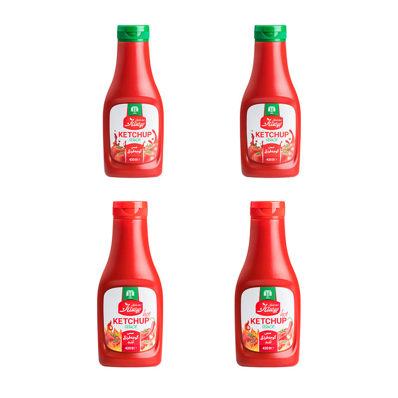 سس گوجه فرنگی معمولی و تند بیدستان - 430 گرم مجموعه 4 عددی