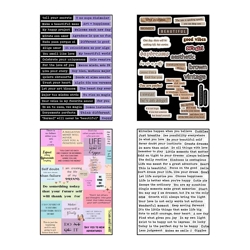 تابلو شاسي کارنيکا طرح متون انگلیسی English word کد 28080 مجموعه 4 عددی
