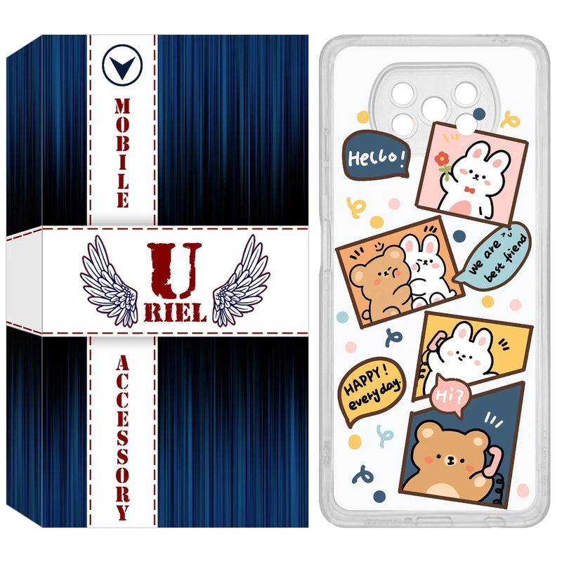 کاور یوریل مدل Clear کد 19 طرح خرگوش و خرس مناسب برای گوشی موبایل شیائومی Poco X3 / X3 Pro / X3 NFC