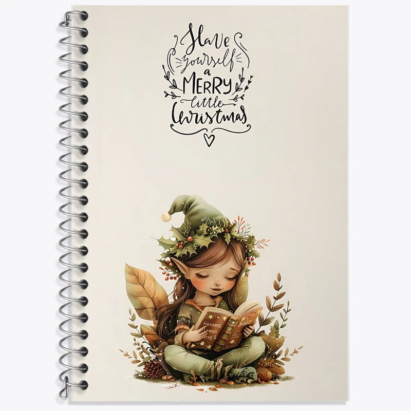 دفتر زبان 50 برگ خندالو مدل سه خط طرح کوتوله ی کریسمس کد F5810