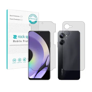Rockspace HyGEL model transparent screen protector suitable for Realme 10 Pro mobile phone along with the back of the phone