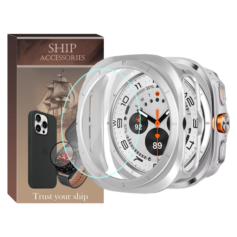 کاور شیپ مدل PC Bumper SH مناسب برای ساعت هوشمند سامسونگ Galaxy Watch 7 Ultra 47mm به همراه محافظ صفحه نمایش