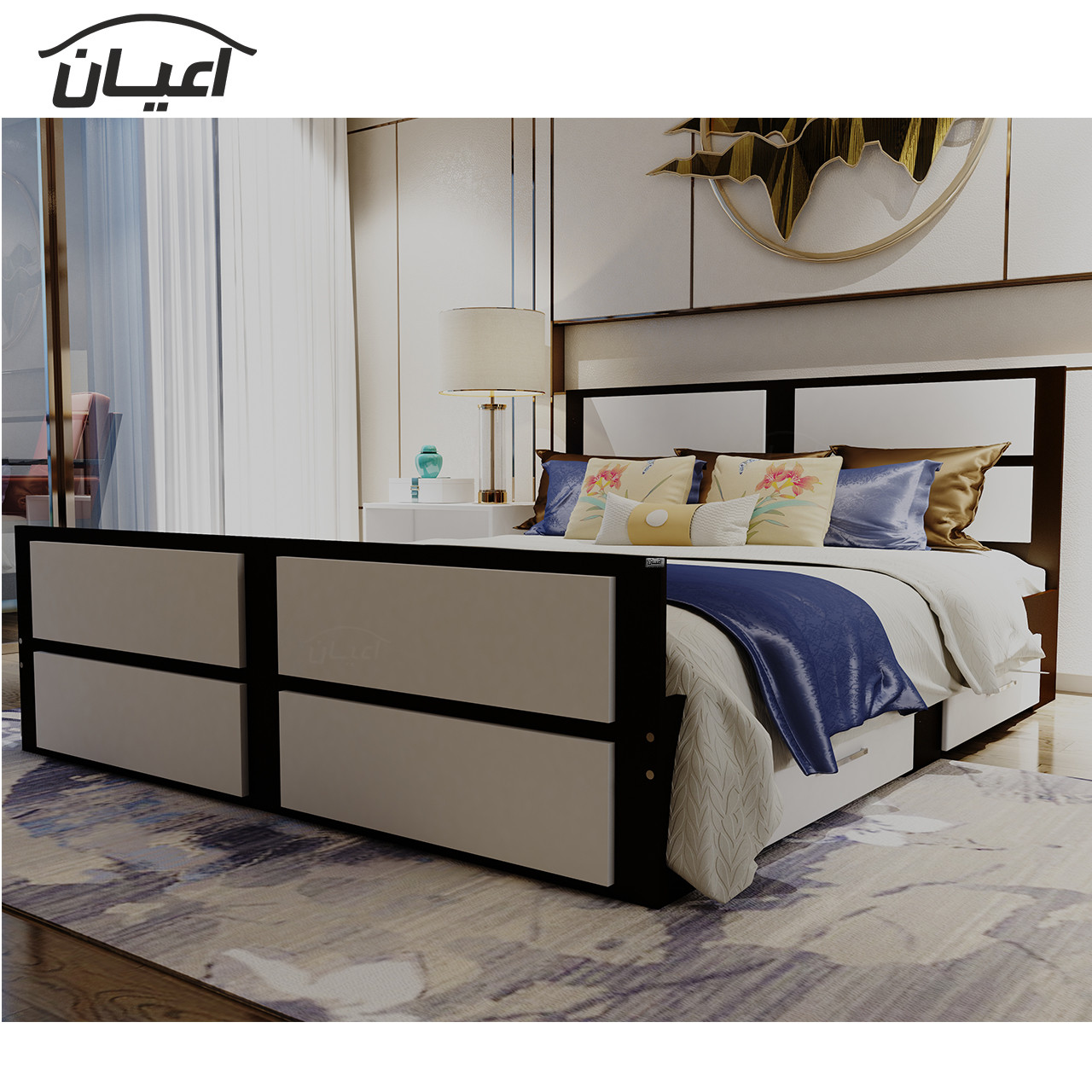 تخت خواب دونفره اعیان مدل FH335 سایز 160x200 سانتی متر