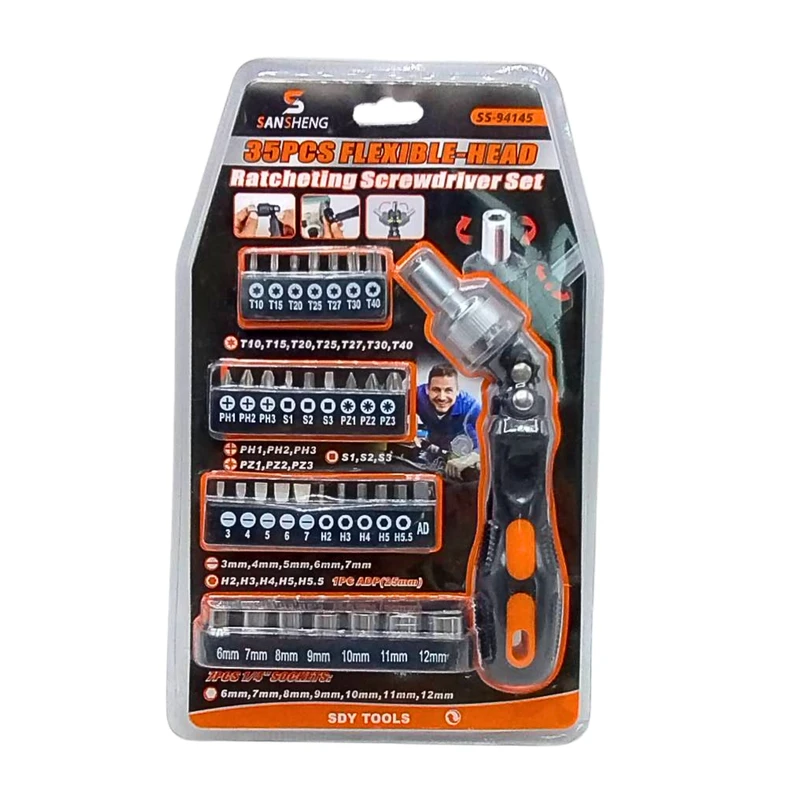 پیچ گوشتی تاشو جغجغه ای  سانشنگ کد 35pcs مجموعه 35 عددی