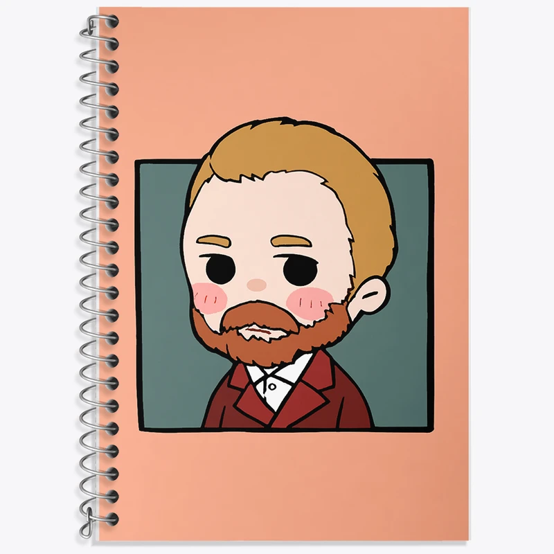 دفتر زبان 50 برگ خندالو مدل سه خط طرح ونسان ونگوگ کد F6868