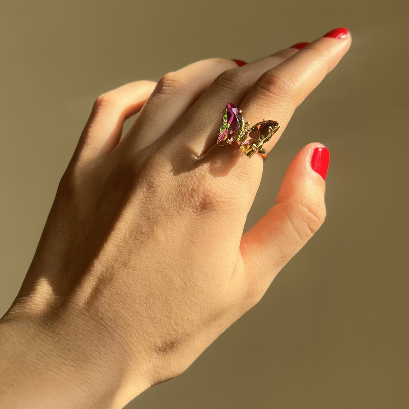 انگشتر زنانه مدل پروانه کریستالی 380