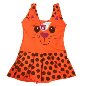 مایو دخترانه مدل گربه رنگ نارنجی