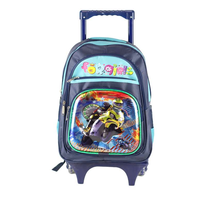 کوله پشتی چرخ دار مدل RO26 طرح موتور سوار
