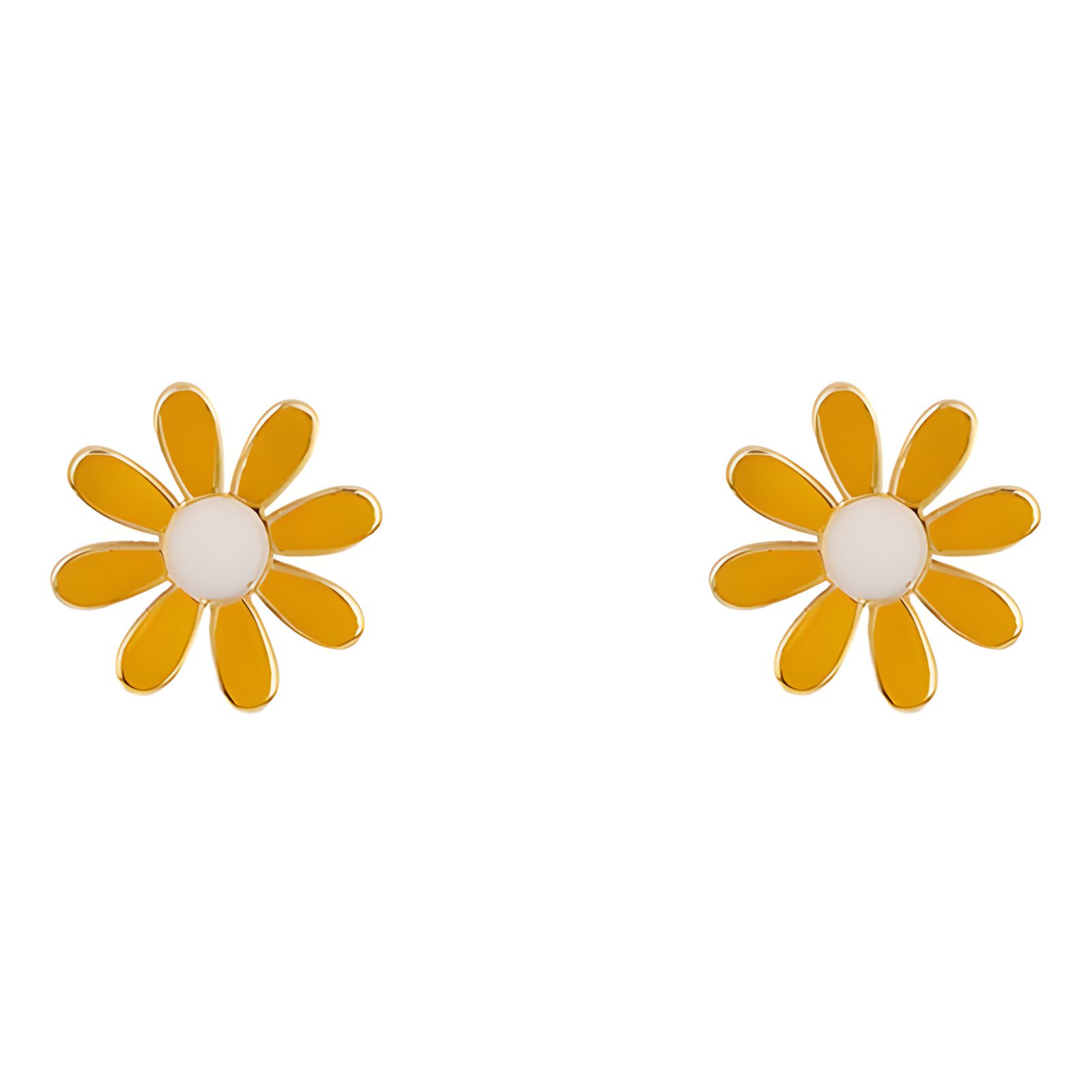 گوشواره میخی طلا 18 عیار زنانه کیا گالری مدل بابونه میناکاری کد EM409 -  - 1