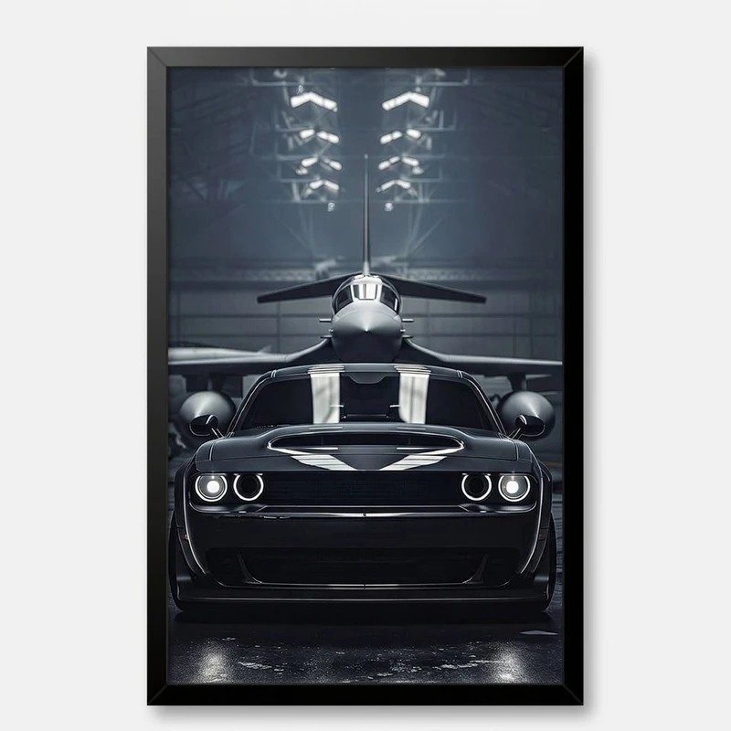 تابلو بکلیت طرح ماشین و خودرو دوج چلنجر Dodge Challenger SRT Hellcat مدل B-po2083 فریم مشکی