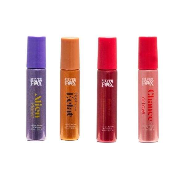 عطر جیبی زنانه سیلورفاکس مدل 01 حجم 25 میلی لیتر مجموعه 4 عددی