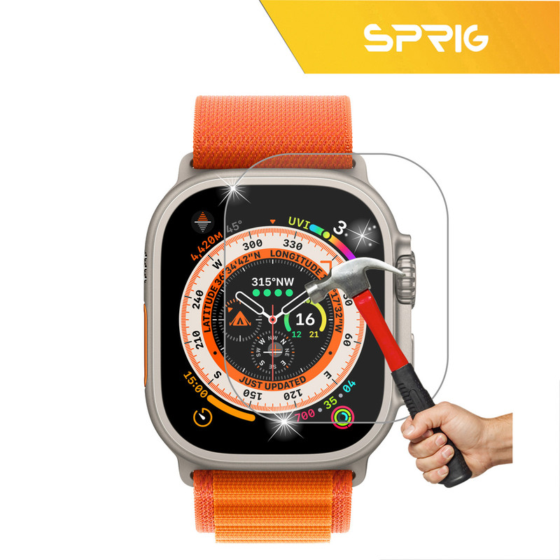 محافظ صفحه نمایش شیشه ای اسپریگ مدل SH-SPG مناسب برای اپل واچ سری Ultra 49 میلیمتری مجموعه دو عددی