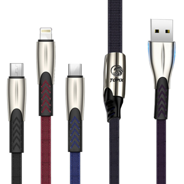 کابل تبدیل USB به microUSB / USB-C / لایتنینگ تاپیکس مدل RC-189th طول 1.20 متر
