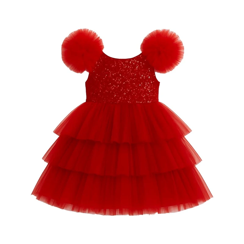 پیراهن آستین تا روی شانه یقه گرد دخترانه مدل پفکی