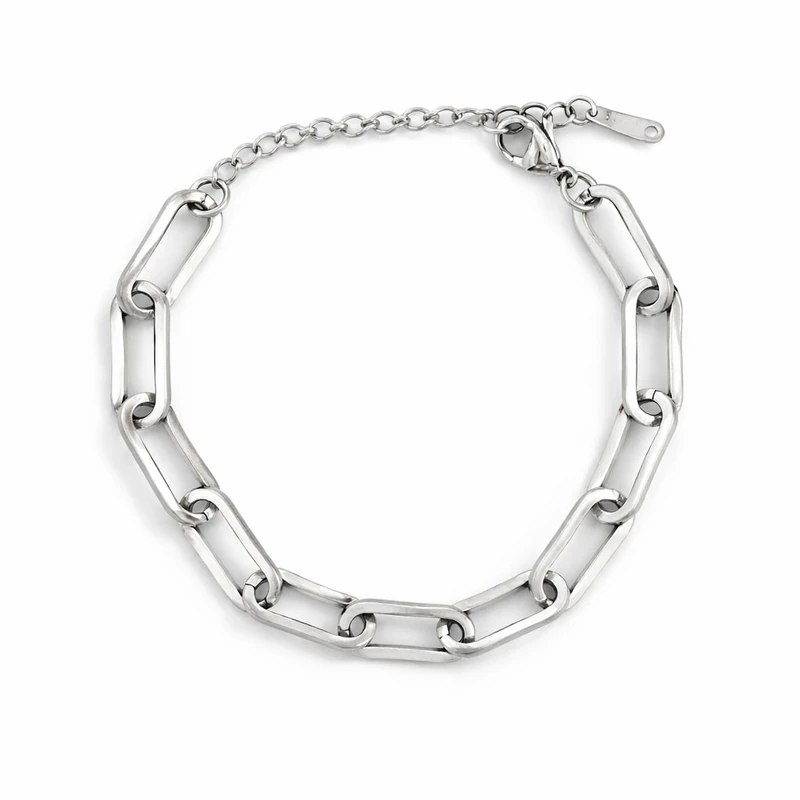 دستبند زنجیری زنانه مدل پیپرکلیپ اسپرت