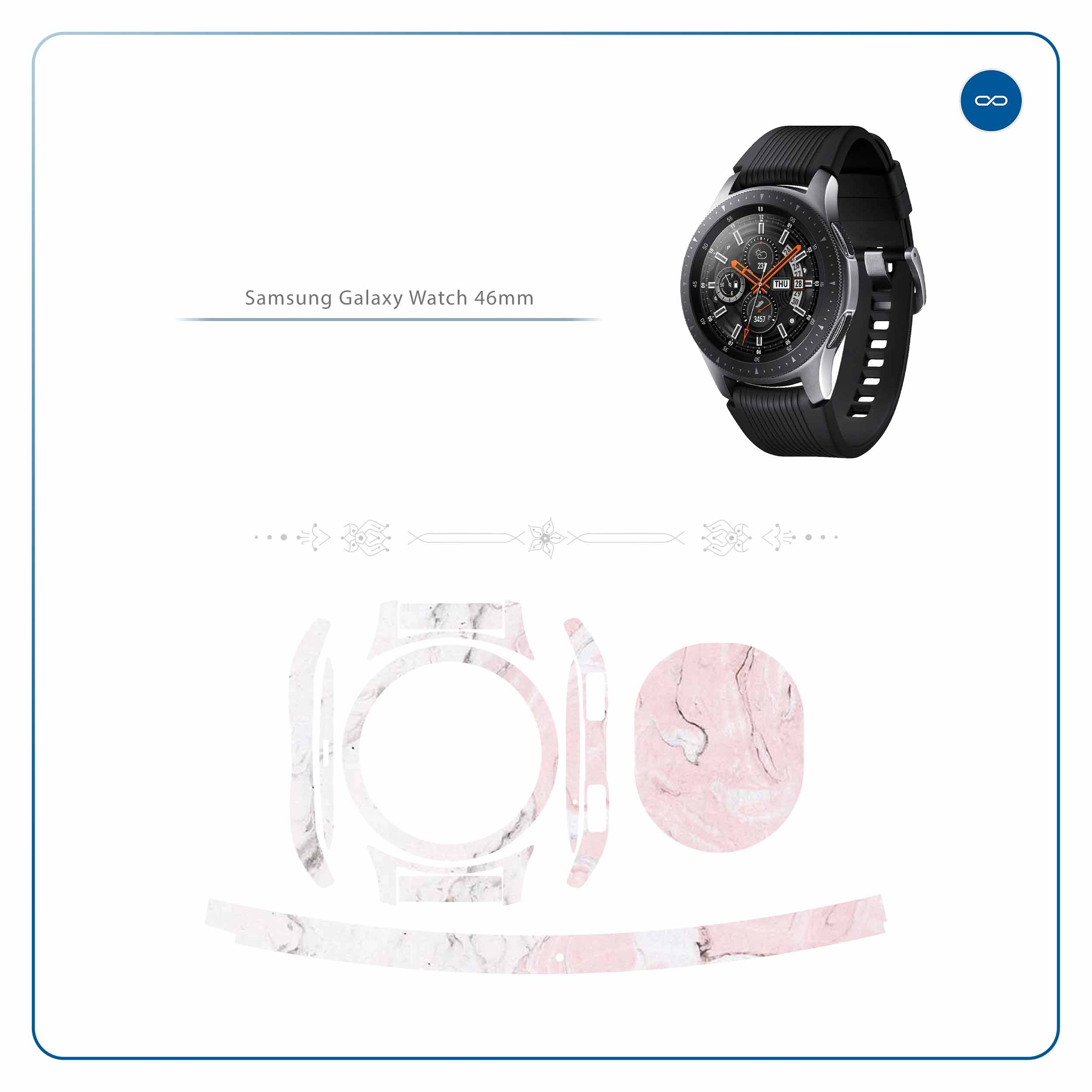 برچسب ماهوت طرح Blanco-Pink-Marble مناسب برای ساعت هوشمند سامسونگ Galaxy Watch 46mm