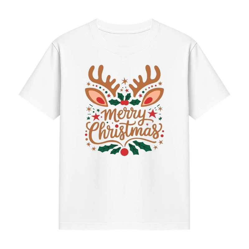 تی‌شرت آستین کوتاه دخترانه مدل گوزن کریسمس کد p3 