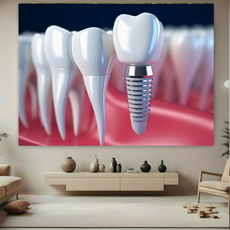 تابلو بوم طرح مخمل دندانپزشکی مدل ایمپلنت دندان کد AS1007
