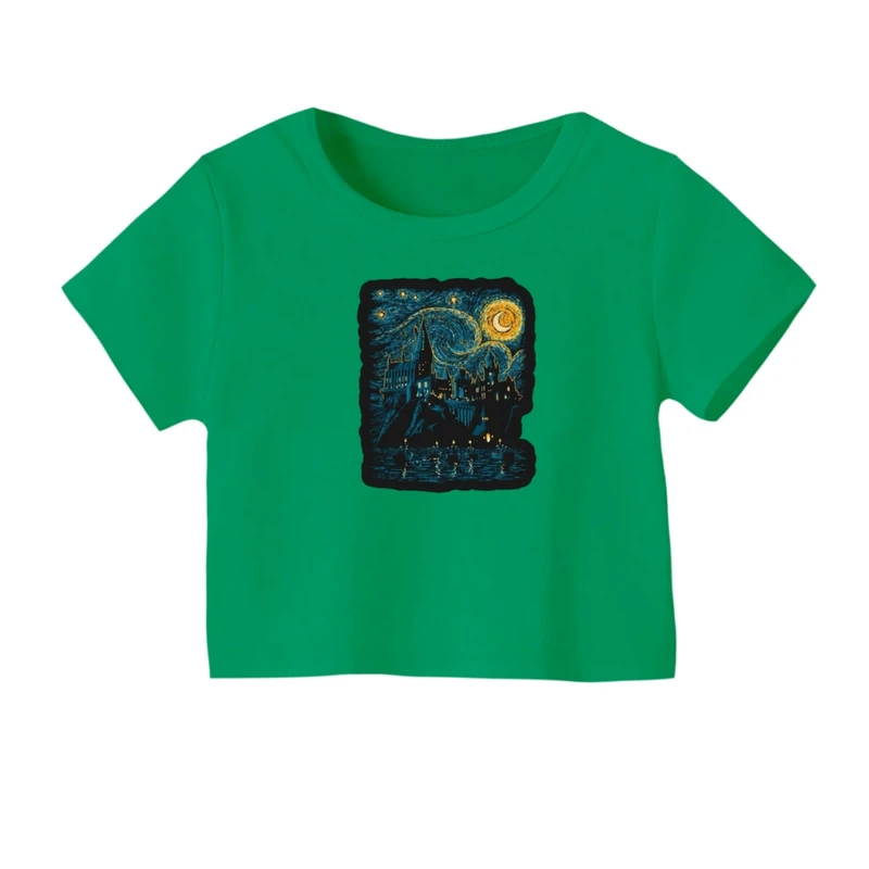 کراپ‌ تی‌شرت آستین کوتاه زنانه مدل شب