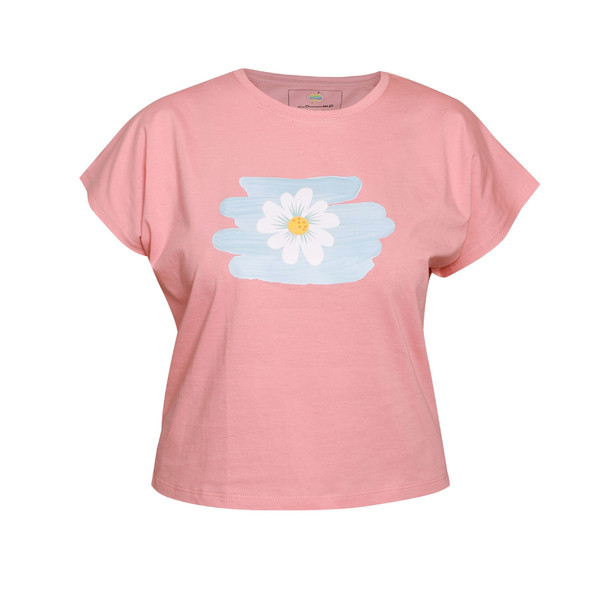 کراپ‌ تی‌شرت آستین کوتاه زنانه ترسه به نگار طرح گل بابونه کد 151