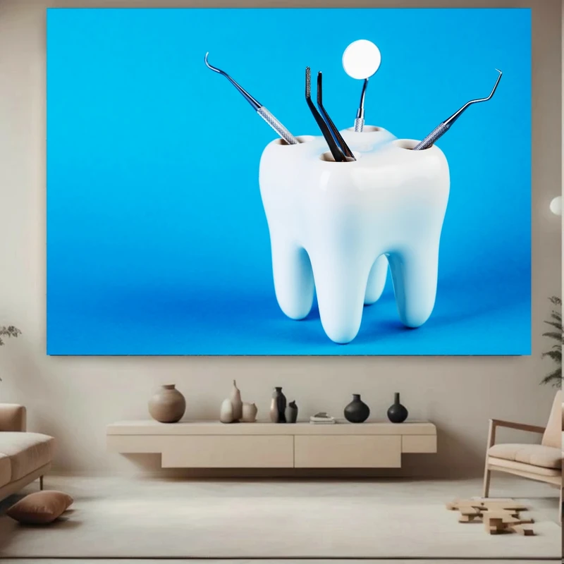 پوستر پارچه ای طرح مخمل  دندان پزشکی مدل ابزار دندانپزشکی کد FP106852