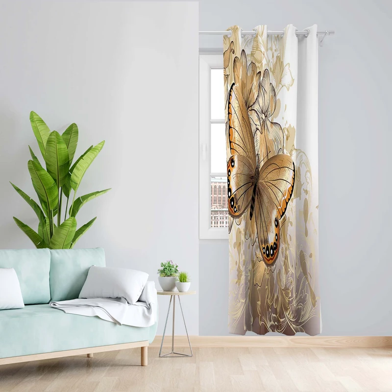 پرده طرح پروانه مدل مخمل پانچی کد 5490L z سایز 140x200 سانتی متر