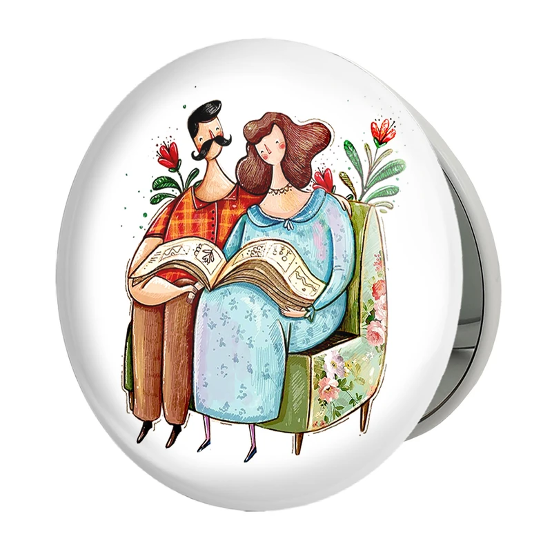 آینه جیبی خندالو طرح عاشقانه مدل تاشو کد 27110 