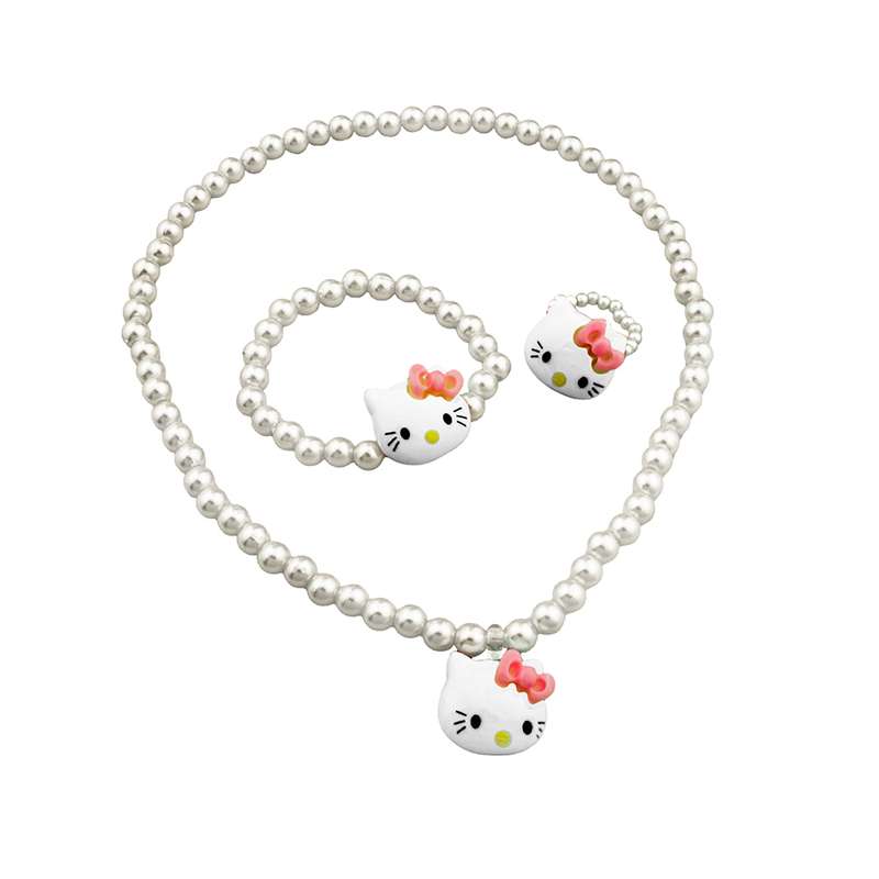 نیم ست دخترانه مدل مروارید کشی طرح کیتی کد 200