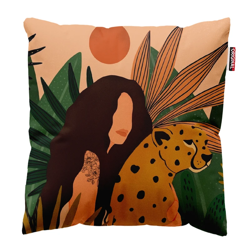 کوسن پاد آفرین مدل بوهو طرح زن کد PK402804 سایز 40*40 سانتی متر